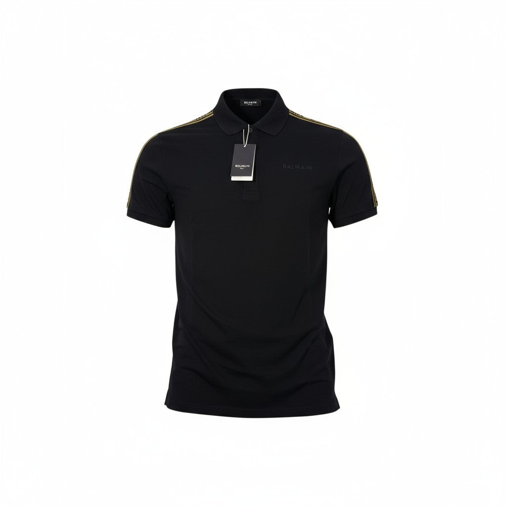 🖤 BALMAIN Black Logo Tape Polo – Elite Comfort, Timeless Power 👑