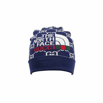 💙 Gucci x The North Face Monogram Knit Beanie | Navy Blue Limited Edition