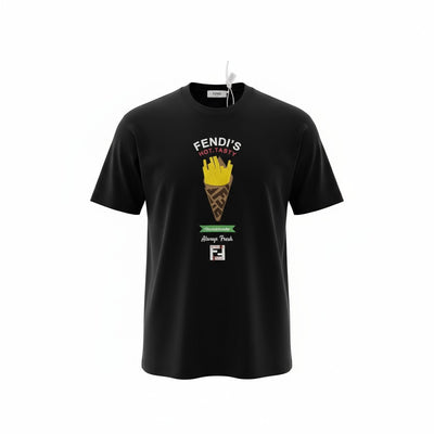 Fendi “Hot & Tasty” Fries Graphic Tee – Black Street Snack Edition