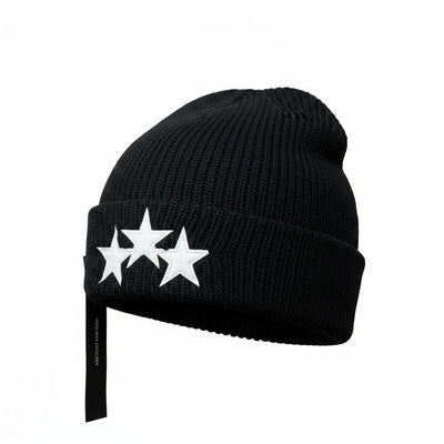 ⭐ Amiri Three Stars Black Beanie | Luxury Knit Streetwear Hat