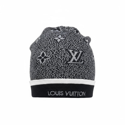 🖤 Louis Vuitton Monogram Black & White Beanie | Luxury Knit Winter Hat