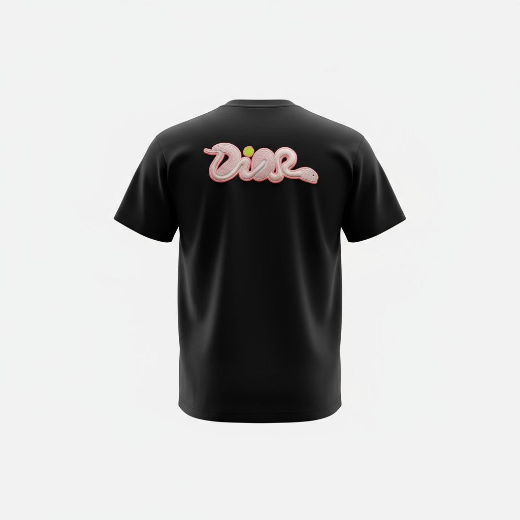 🐍 Dior Snake Script Tee – Black Edition with Embroidered Back Graphic 🔥🖤