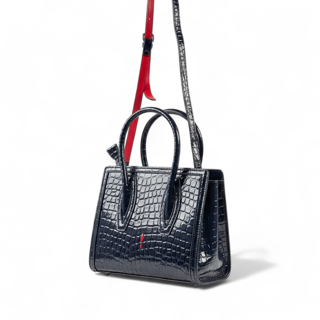 Christian Louboutin Black Croc-Embossed Mini Bag 🖤❤️✨ | Luxury Designer Crossbody & Tote