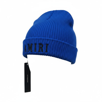 💙 Amiri Royal Blue Beanie | Black Logo Luxury Knit Hat