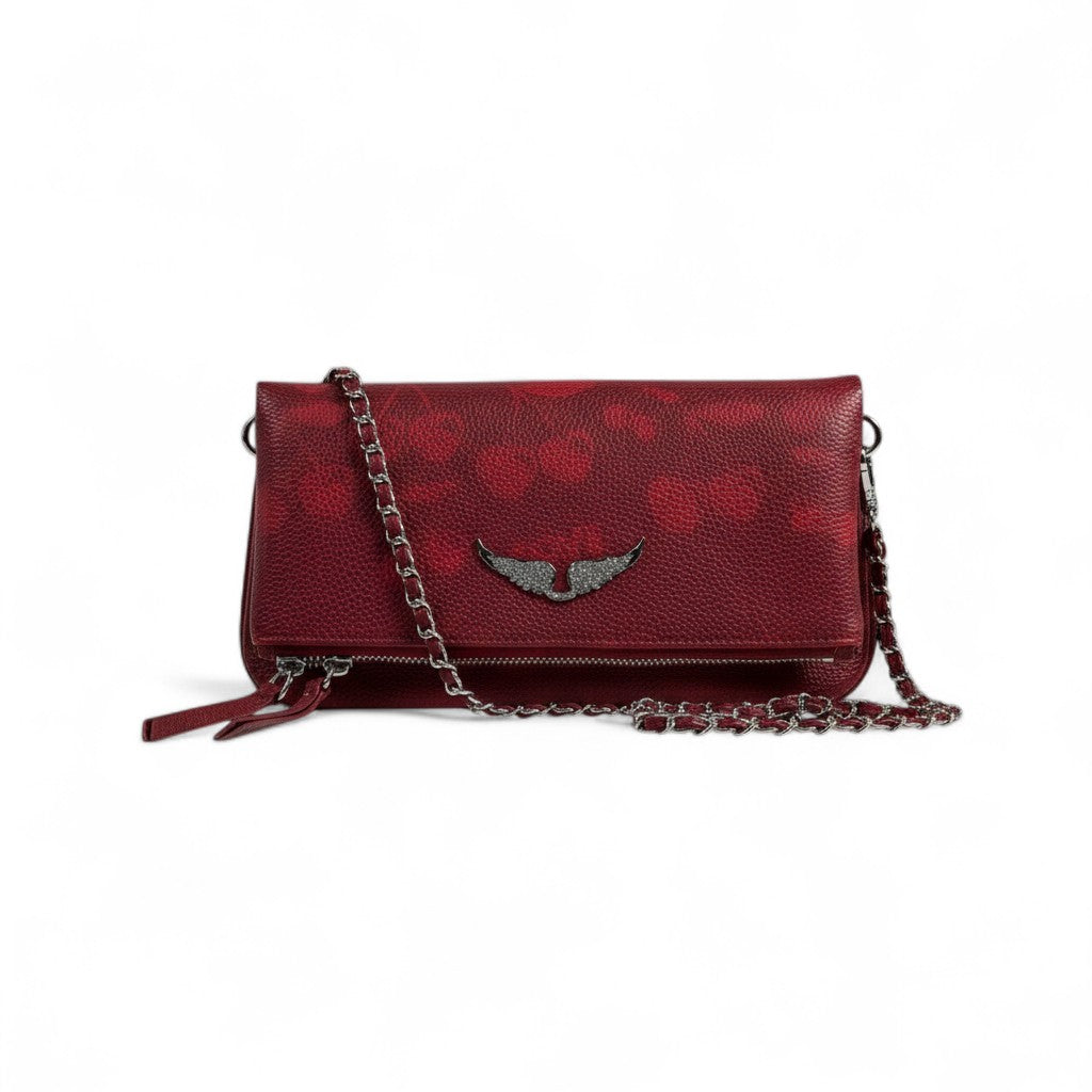 Zadig & Voltaire Red Cherry Print Bag 🍒✨ | Silver Chain Strap – With Box 📦