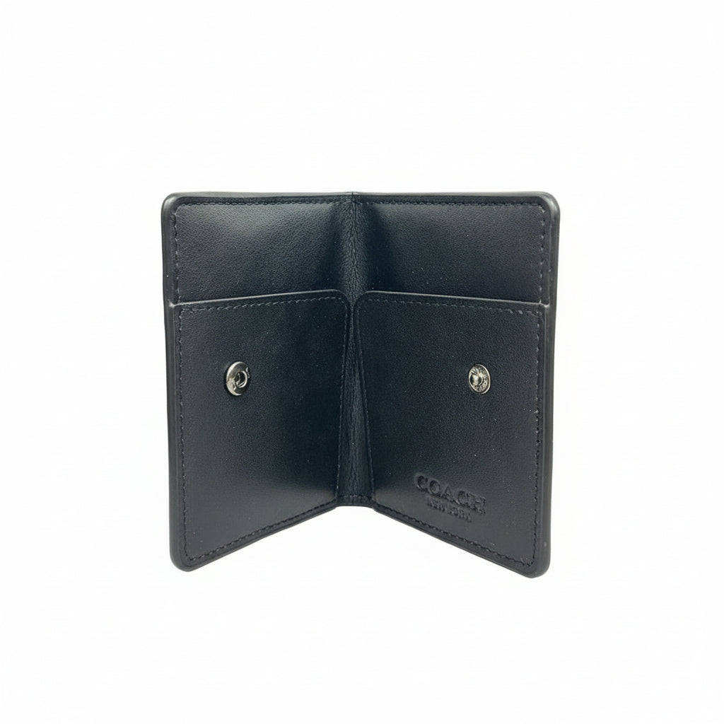 Coach Signature Slim Card Holder – Black Luxury Minimal Wallet 🖤✨