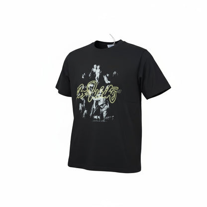 🎨 Off-White Baroque Art Graphic Tee – Black with Script Logo 🖤🖌️