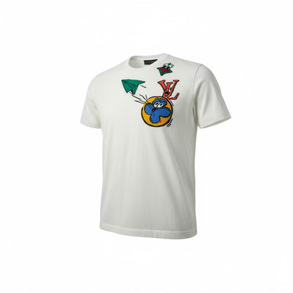 🎨 Louis Vuitton Cartoon Patch Tee – Playful Luxury in Motion 💥