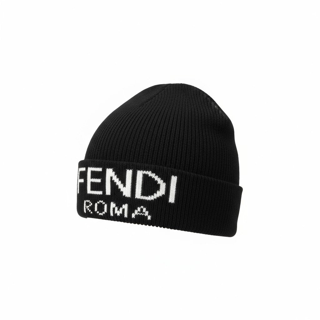🖤 Fendi Roma Black Beanie | Luxury Knit Designer Winter Hat