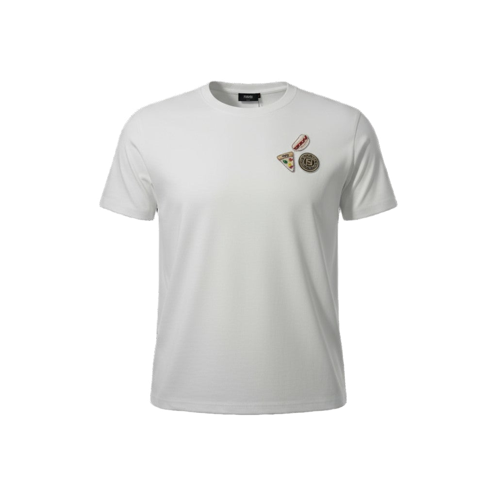 🤍 Fendi Mini Patch Icon Tee – White Edition 🎯🍕🧵