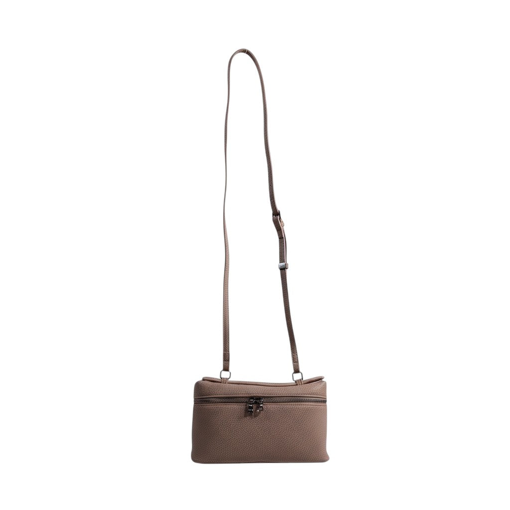 Loro Piana Taupe Leather Crossbody Bag 🤎✨ | Elegant Structured Shoulder Purse