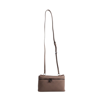 Loro Piana Taupe Leather Crossbody Bag 🤎✨ | Elegant Structured Shoulder Purse