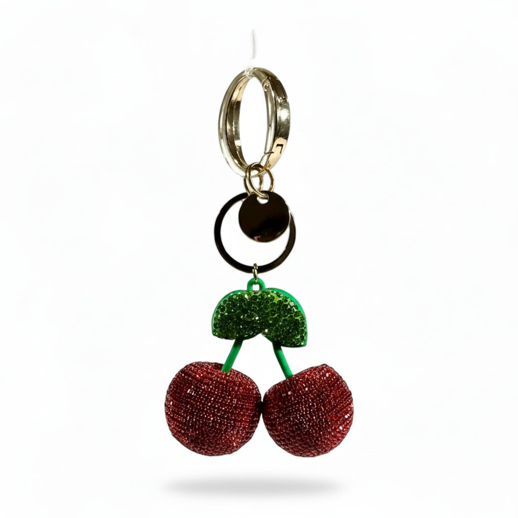 Coach Cherry Keychain – Luxury Sparkle Bag Charm 🍒✨