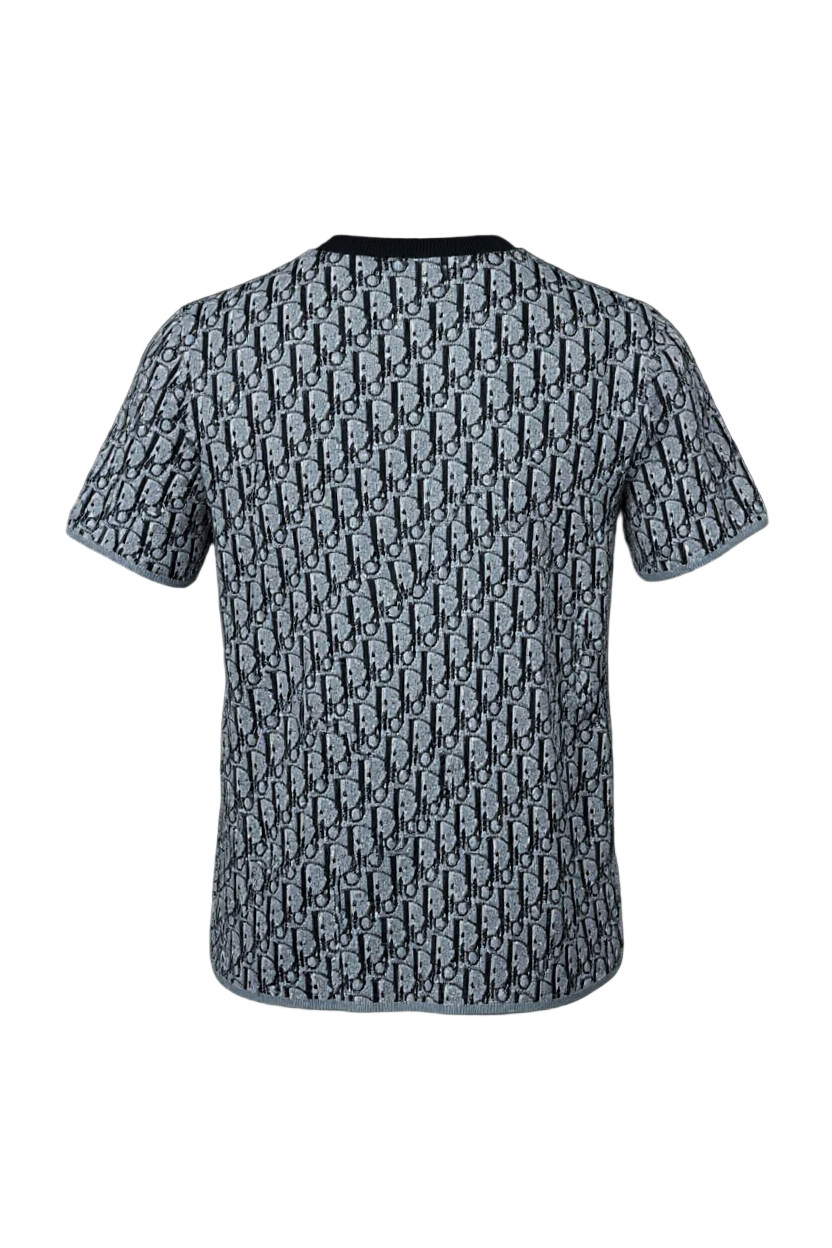 🖤 Dior Oblique Jacquard Tee – Blue/Black All-Over Monogram Edition 🔷✨