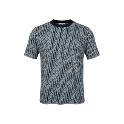 🖤 Dior Oblique Jacquard Tee – Blue/Black All-Over Monogram Edition 🔷✨
