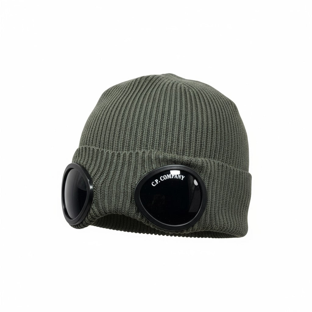 🫶 C.P. Company Goggle Beanie | Military Green Knit Hat