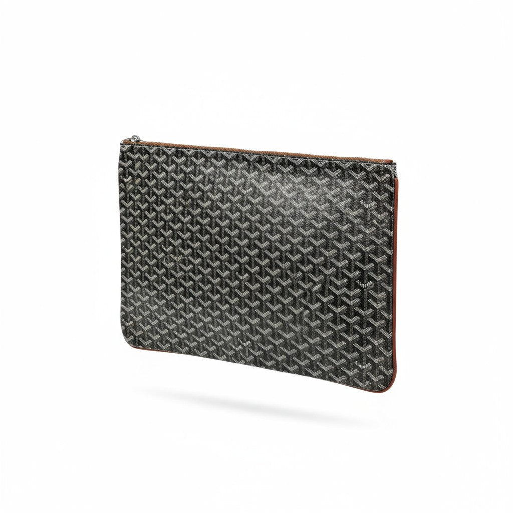 Goyard Black Monogram Pouch 🖤✨ | Luxury Unisex Designer Clutch Bag