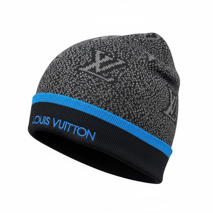💙 Louis Vuitton Monogram Blue Trim Beanie | Luxury Knit Designer Hat