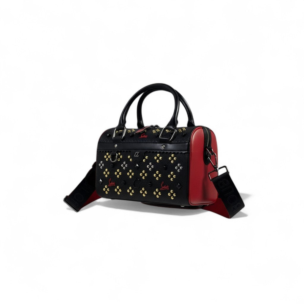 Christian Louboutin Black & Red Studded Duffle Bag 🖤❤️✨ | Luxury Designer Handbag