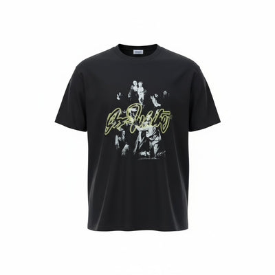 Off-White Baroque Art Graphic Tee – Black with Script Logo