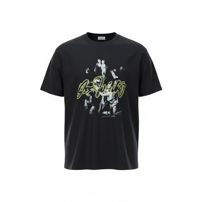 🎨 Off-White Baroque Art Graphic Tee – Black with Script Logo 🖤🖌️
