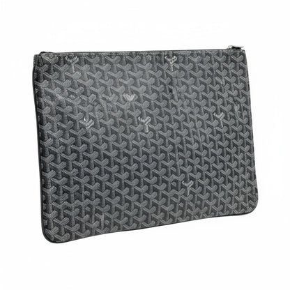 Goyard Grey Monogram Pouch 🖤✨ | Luxury Unisex Clutch Bag