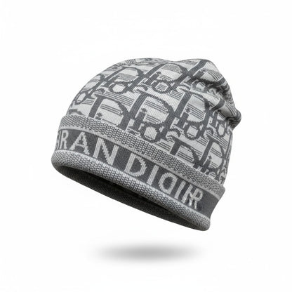🩶 Dior Monogram Grey Beanie | Christian Dior Paris Knit Hat