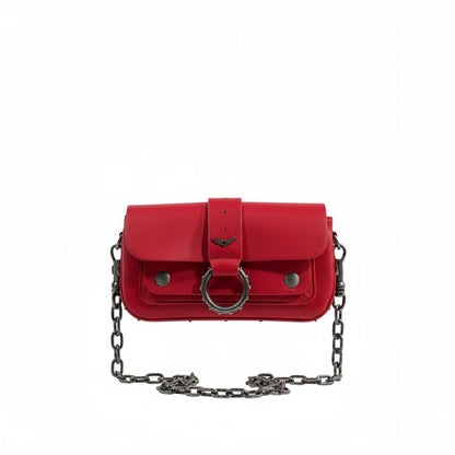 Zadig & Voltaire Red Studded Leather Bag ❤️🔥 | Chain Strap Statement Piece – With Box 📦