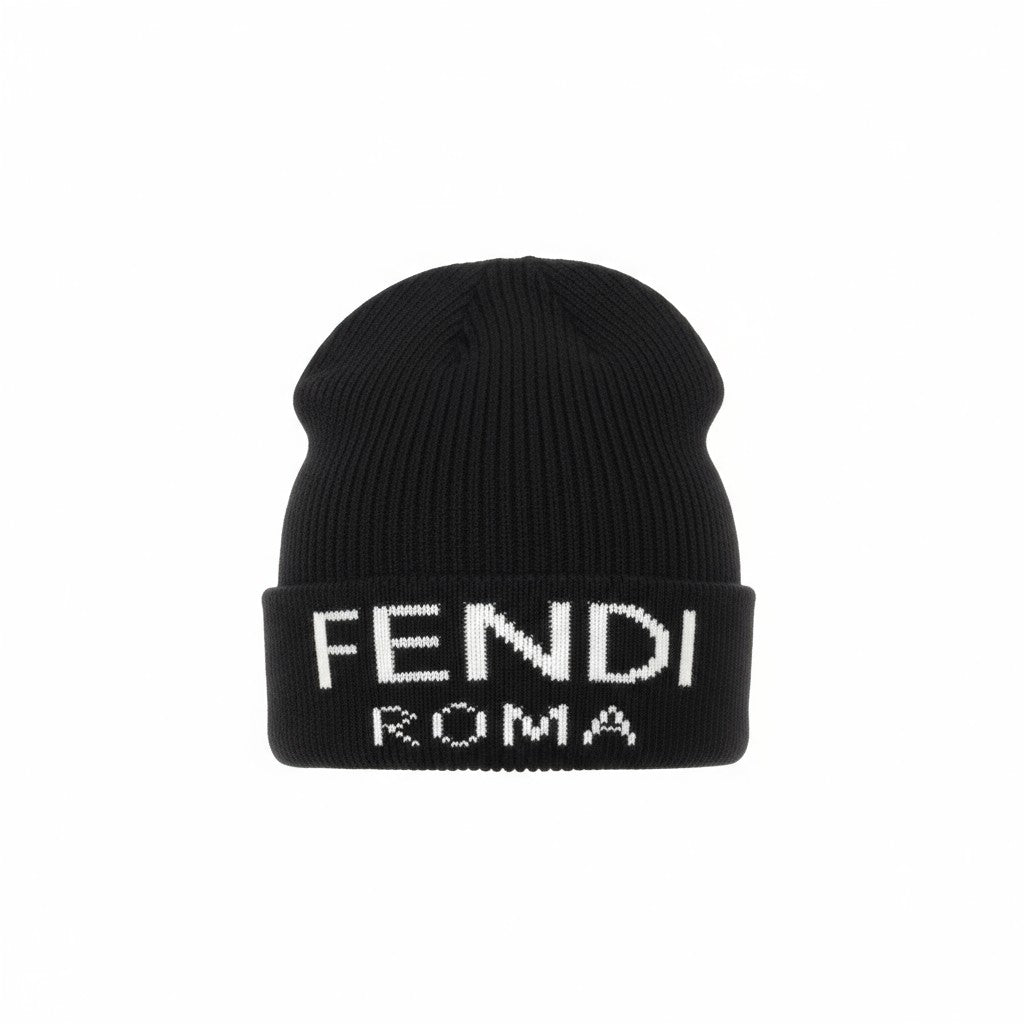 🖤 Fendi Roma Black Beanie | Luxury Knit Designer Winter Hat