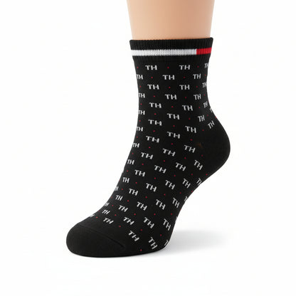 Tommy Hilfiger Patterned Black Ankle Socks – Pack of 3 Everyday Style 🧦🖤