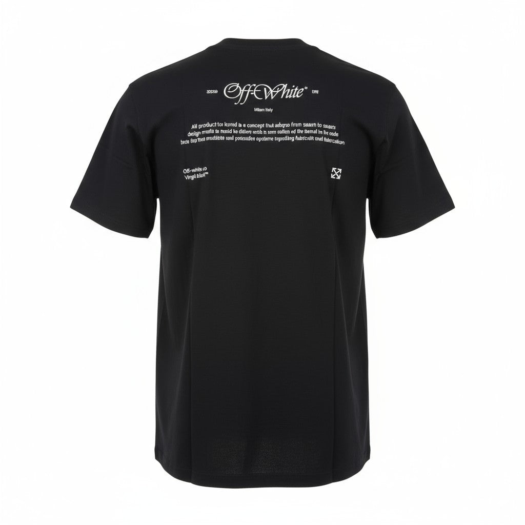 🎨 Off-White Baroque Art Graphic Tee – Black with Script Logo 🖤🖌️