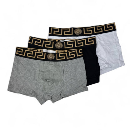Versace Iconic Boxer Set (3 Pieces) 👑 | Medusa Gold Waistband Edition