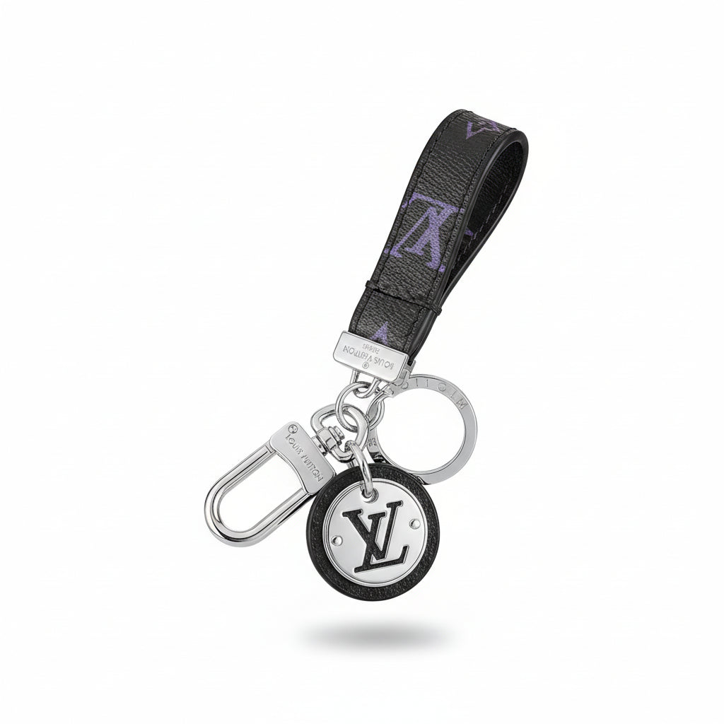 Louis Vuitton Monogram Eclipse Keychain – Black & Silver LV Logo Charm 🖤✨
