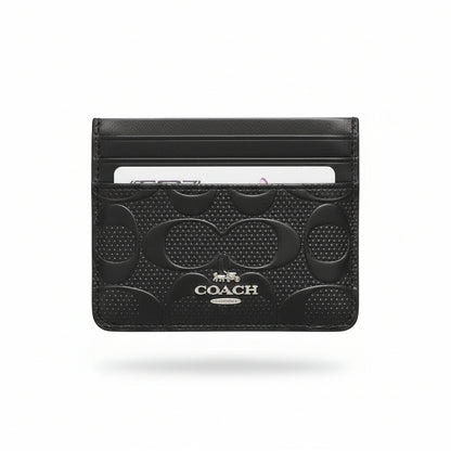 Coach Signature Slim Card Holder – Black Luxury Minimal Wallet 🖤✨