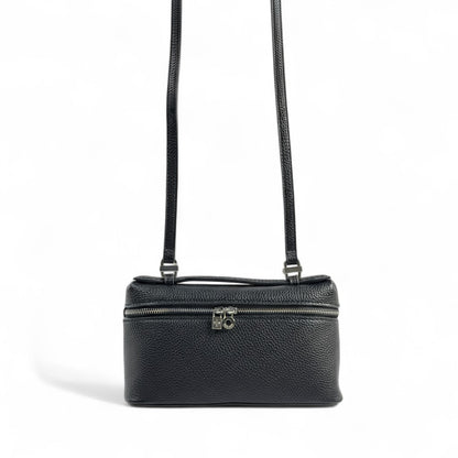 Loro Piana Black Leather Crossbody Bag 🖤✨ | Luxury Structured Shoulder Purse