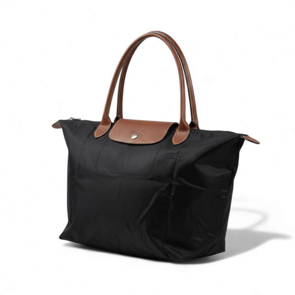 🖤 Longchamp Le Pliage Large Tote – Black & Cognac Edition 🖤