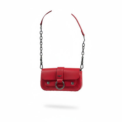 Zadig & Voltaire Red Studded Leather Bag ❤️🔥 | Chain Strap Statement Piece – With Box 📦