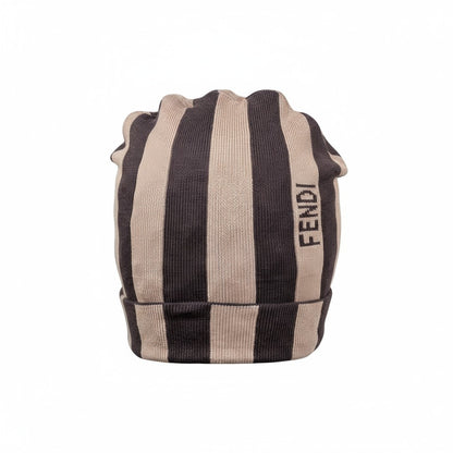 🤎 Fendi Striped Beanie | Beige & Brown Luxury Knit Hat