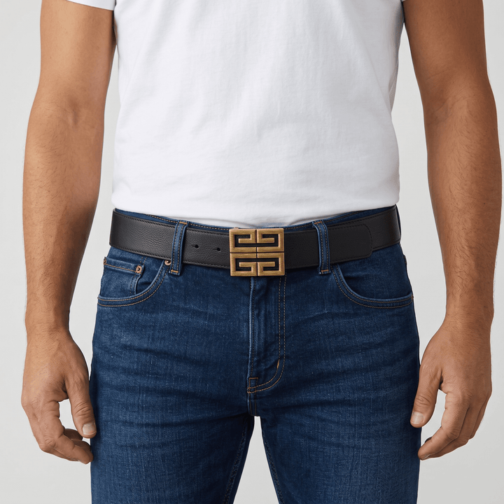 Givenchy Leather Belt with Gold 4G Buckle — Black 110cm