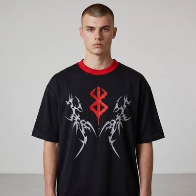 Gothic Tribal Oversized T-Shirt – Black & Red Edition 🖤🔥 - MASTERPIECE