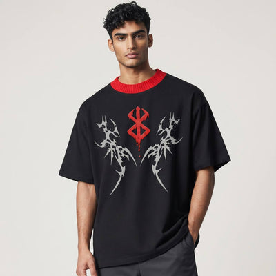 Gothic Tribal Oversized T-Shirt – Black & Red Edition 🖤🔥 - MASTERPIECE