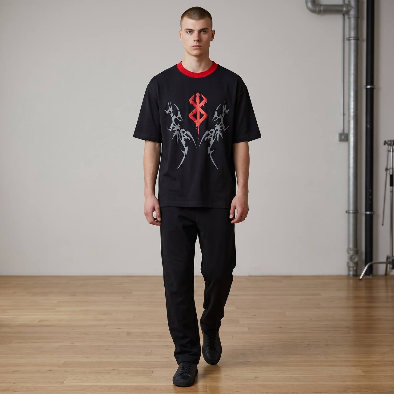 Gothic Tribal Oversized T-Shirt – Black & Red Edition 🖤🔥 - MASTERPIECE