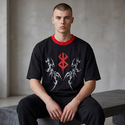 Gothic Tribal Oversized T-Shirt – Black & Red Edition 🖤🔥 - MASTERPIECE