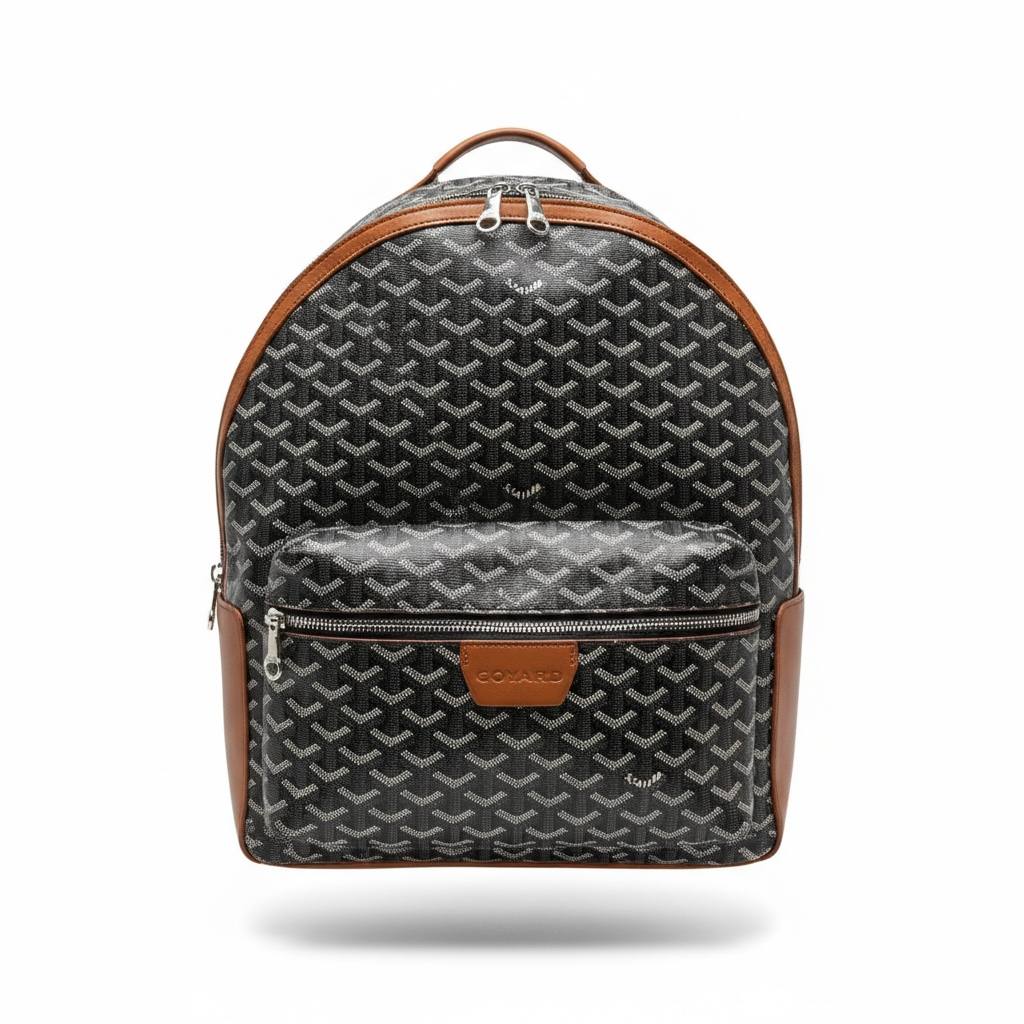 Goyard Black Monogram Backpack with Brown Trim 🎒🖤🤎 | Refined Luxury Essential ✨🔥 - MASTERPIECE