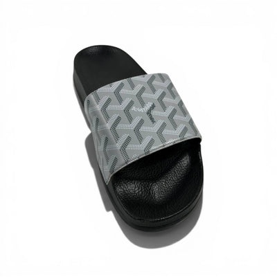 ⚪✨ Goyard Pattern Slides – Ice Grey Luxury Edition 💎🩴 - MASTERPIECE