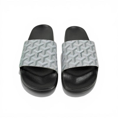 ⚪✨ Goyard Pattern Slides – Ice Grey Luxury Edition 💎🩴 - MASTERPIECE