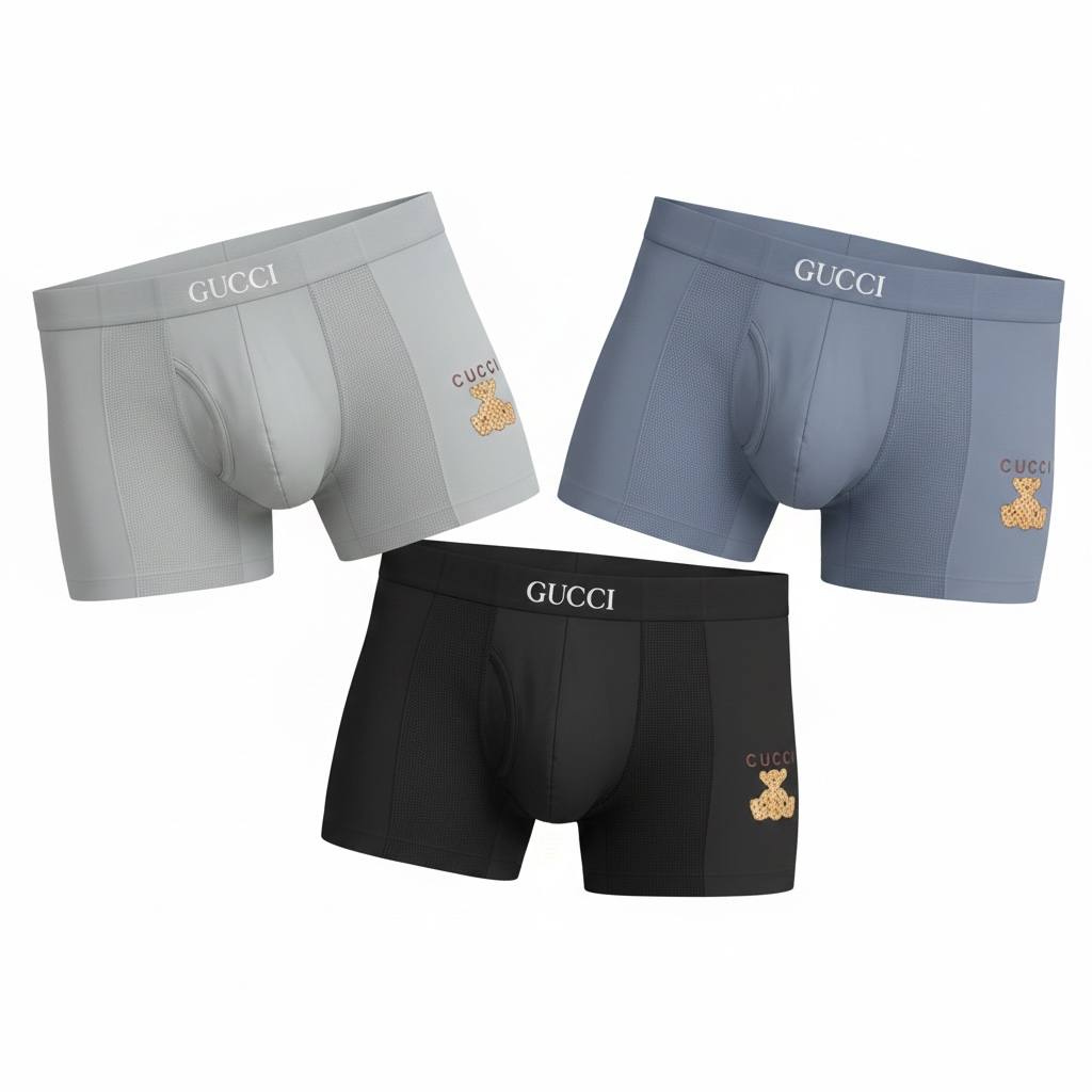 Gucci Bear Edition 3 - Pack Boxer Briefs 🐻 Luxury Breathable Men’s Underwear Set - MASTERPIECE