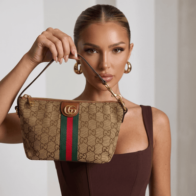 Gucci Beige GG Supreme Web Stripe Shoulder Bag 🤎💚❤️✨👜🔥 - MASTERPIECE