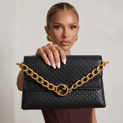 Gucci Black GG Emblem Chain Shoulder Bag 🖤✨ - MASTERPIECE