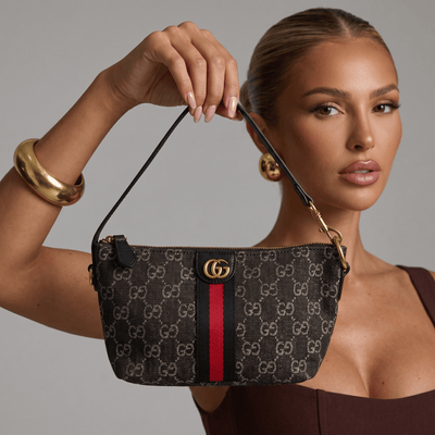 Gucci Black GG Monogram Red Stripe Shoulder Bag 🖤❤️✨👜🔥 - MASTERPIECE
